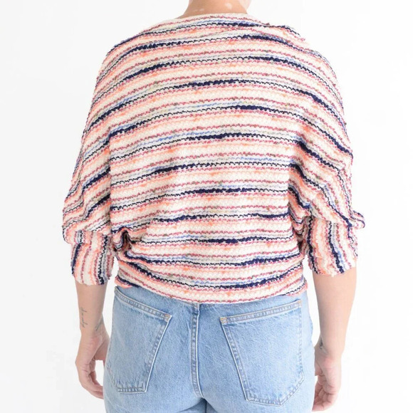 Anthropologie 9-His Stcl Orange Navy Knit Postmark Spacedye Threaded Sweater XS - Picture 3 of 11